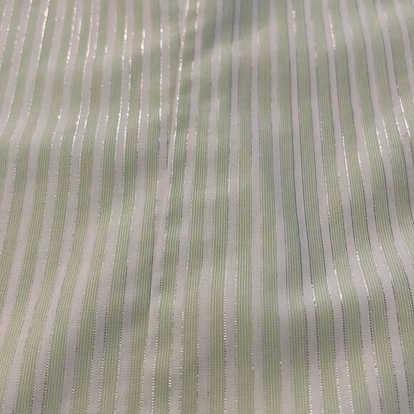 Chico's Green/White/Silver Striped No-Iron LS Blouse - Picture 6 of 8